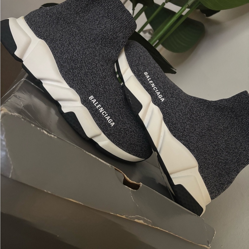 Balenciaga Black and Gray Sole Sneakers